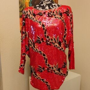 Red Sequin Women's Top